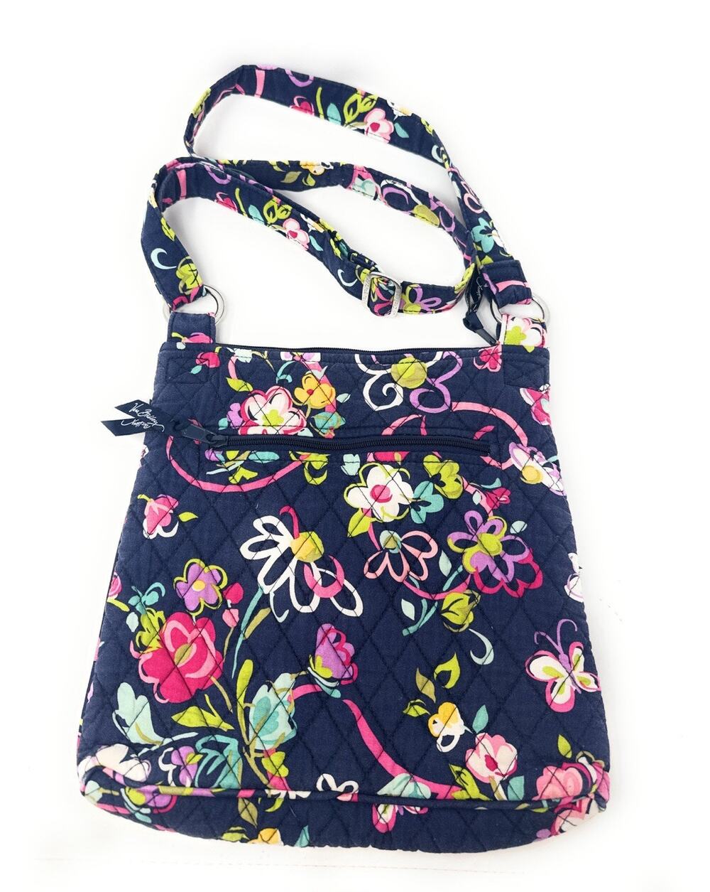 Vera Bradley Ribbons Floral Navy Pink Hipster Crossbody Purse Bag Adj Strap